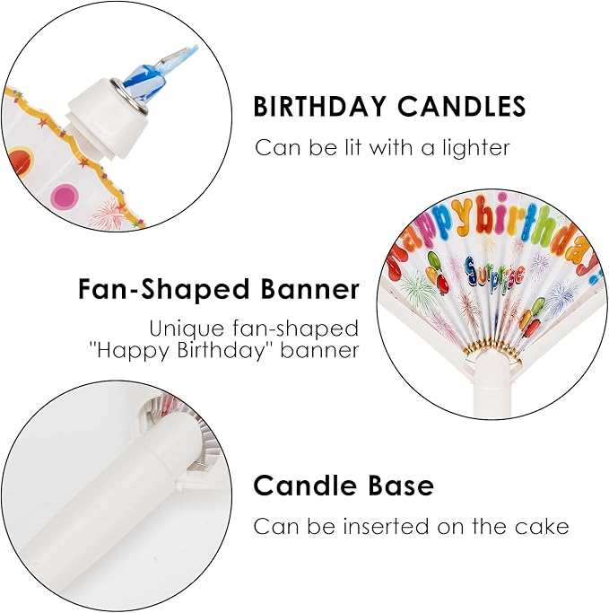 Fan-shaped birthday cake candle—unique decorative candle for cakes and parties