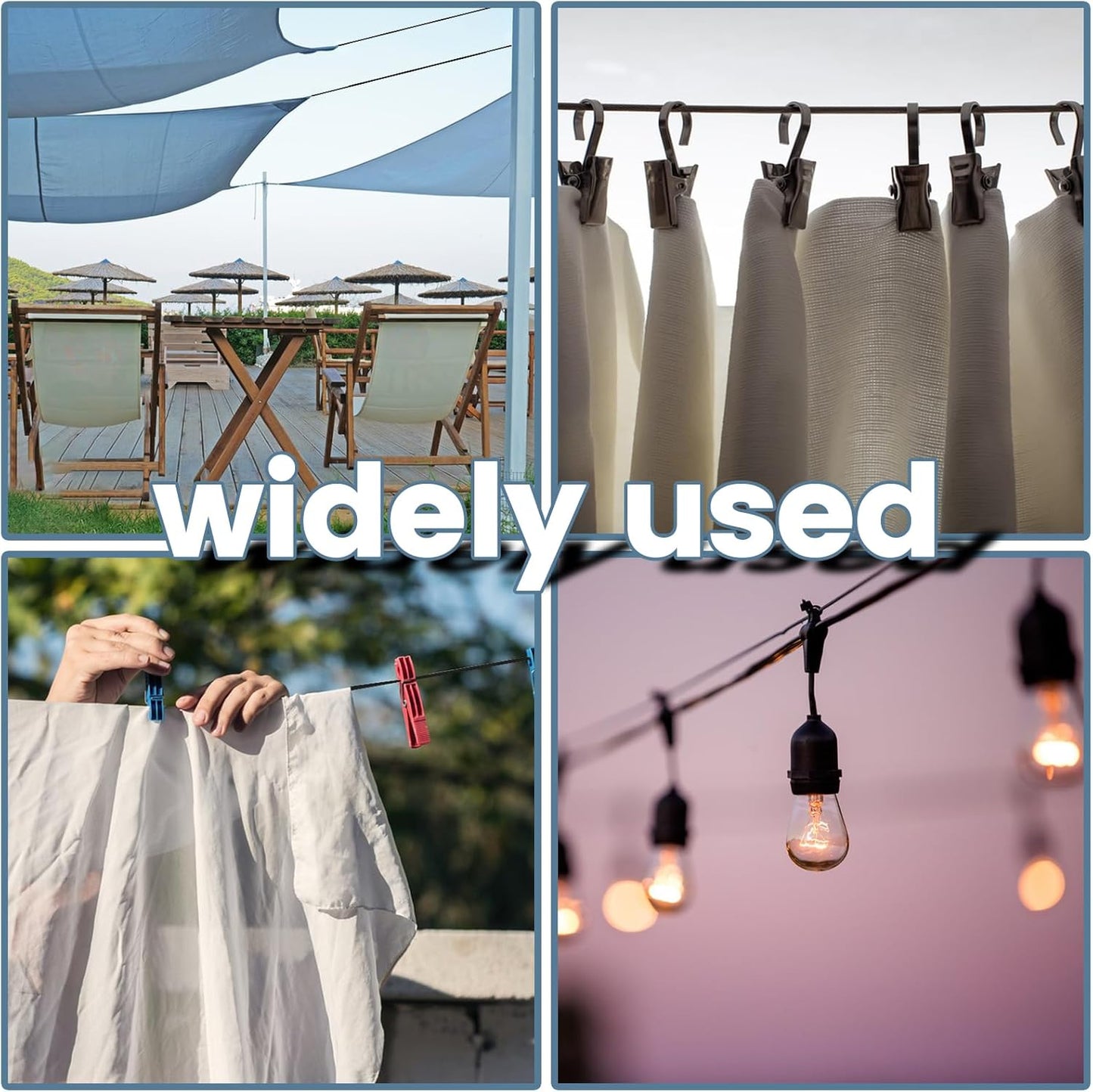 10ft Sun Shade Sail Hardware Kit – 304 Stainless Steel Cable with Nylon Coating (4 PCS) for Outdoor Installation