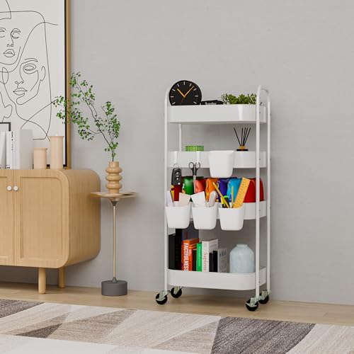 3/4-Tier Metal Rolling Cart with Wheels