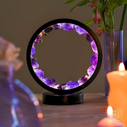JAYZOD Amethyst Crystal Table Lamp – Stylish Décor with Healing Energy
