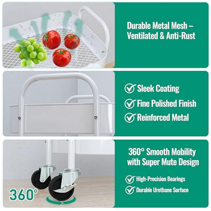 3/4-Tier Metal Rolling Cart with Wheels