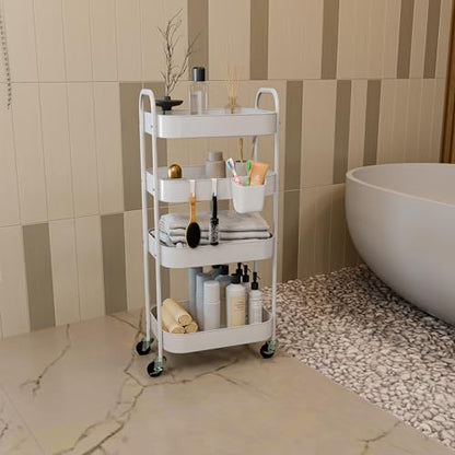 3/4-Tier Metal Rolling Cart with Wheels