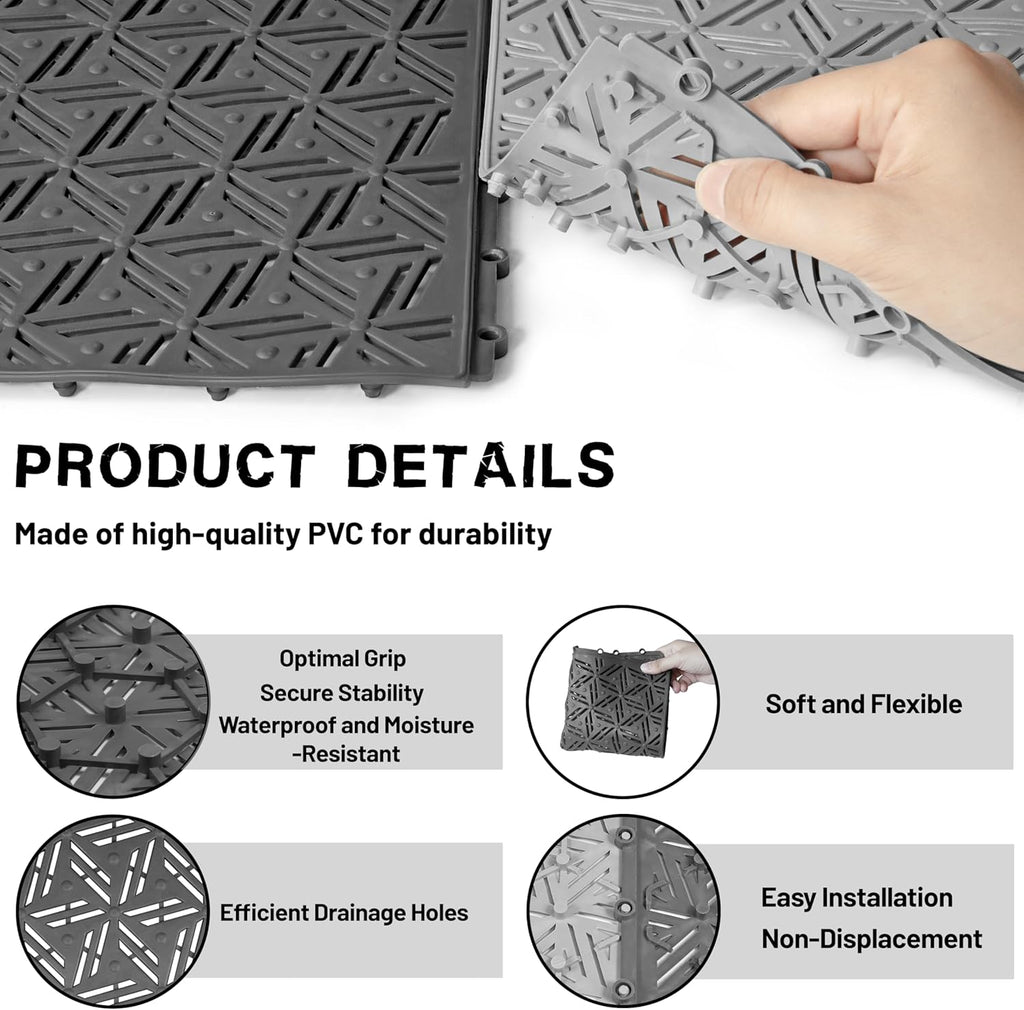 🔥Hot Sell Non Slip Waterproof PVC Drainage Mat 12pcs 🔥