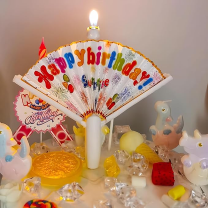 Fan-shaped birthday cake candle—unique decorative candle for cakes and parties