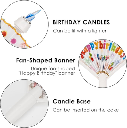 Fan-shaped birthday cake candle—unique decorative candle for cakes and parties