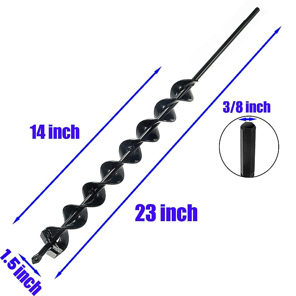 23"x1.6" 8-Lap Spiral Auger Drill Bit | Sharp Thickened Blades for Rapid Soil Transfer