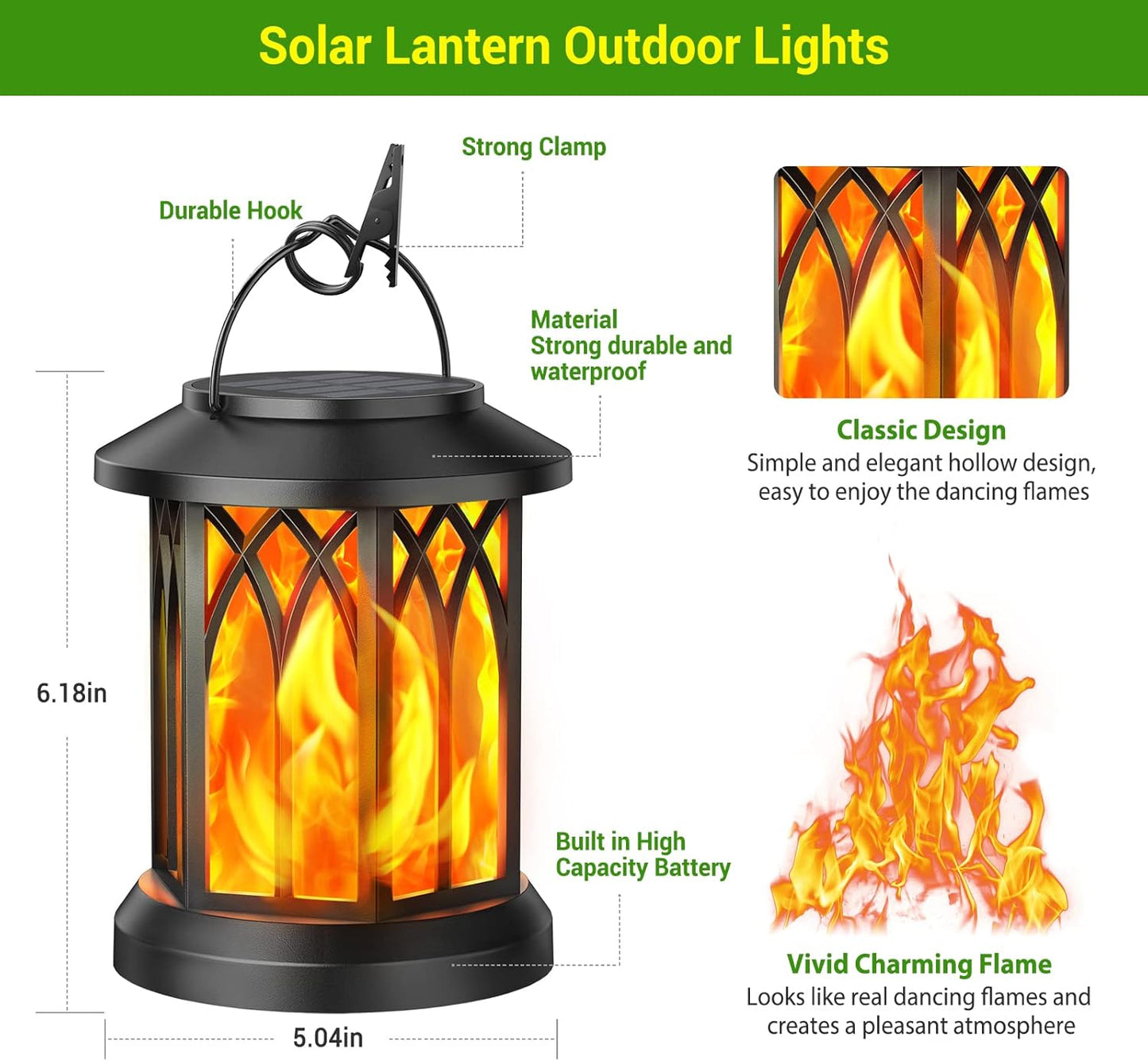Flame Solar Lantern Outdoor Waterproof Light