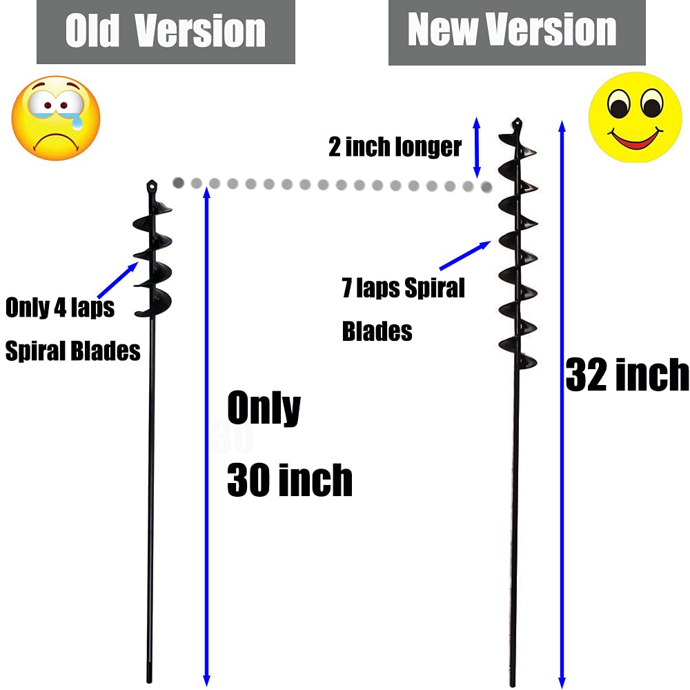 32"×2" Extended Garden Auger Drill Bit | 100% Solid Barrel for 3/8" Hex Drive Drill