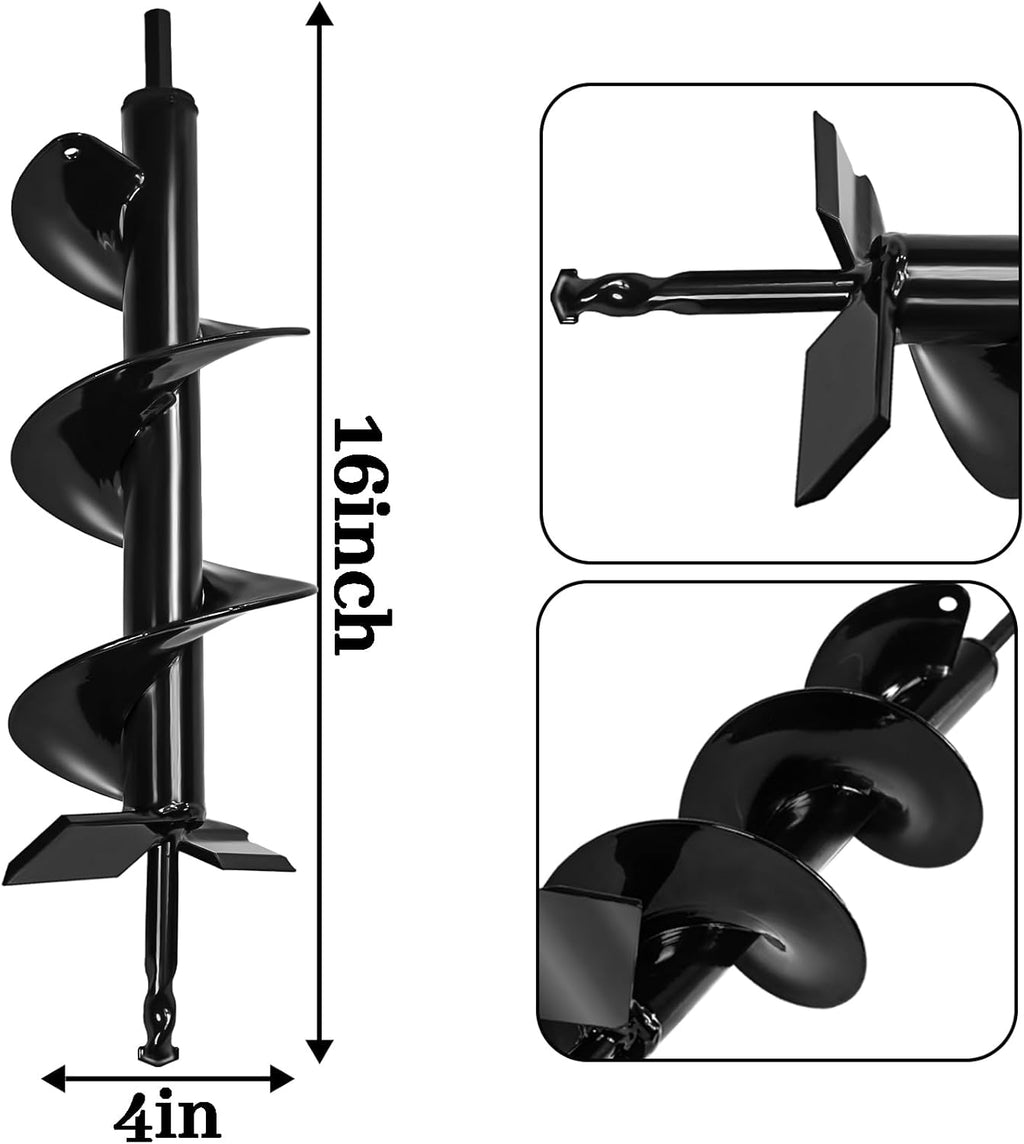 4×16″ Garden Auger Drill Bit – Upgraded Heavy-Duty Spiral Drill for Fast Planting & Post Hole Digging