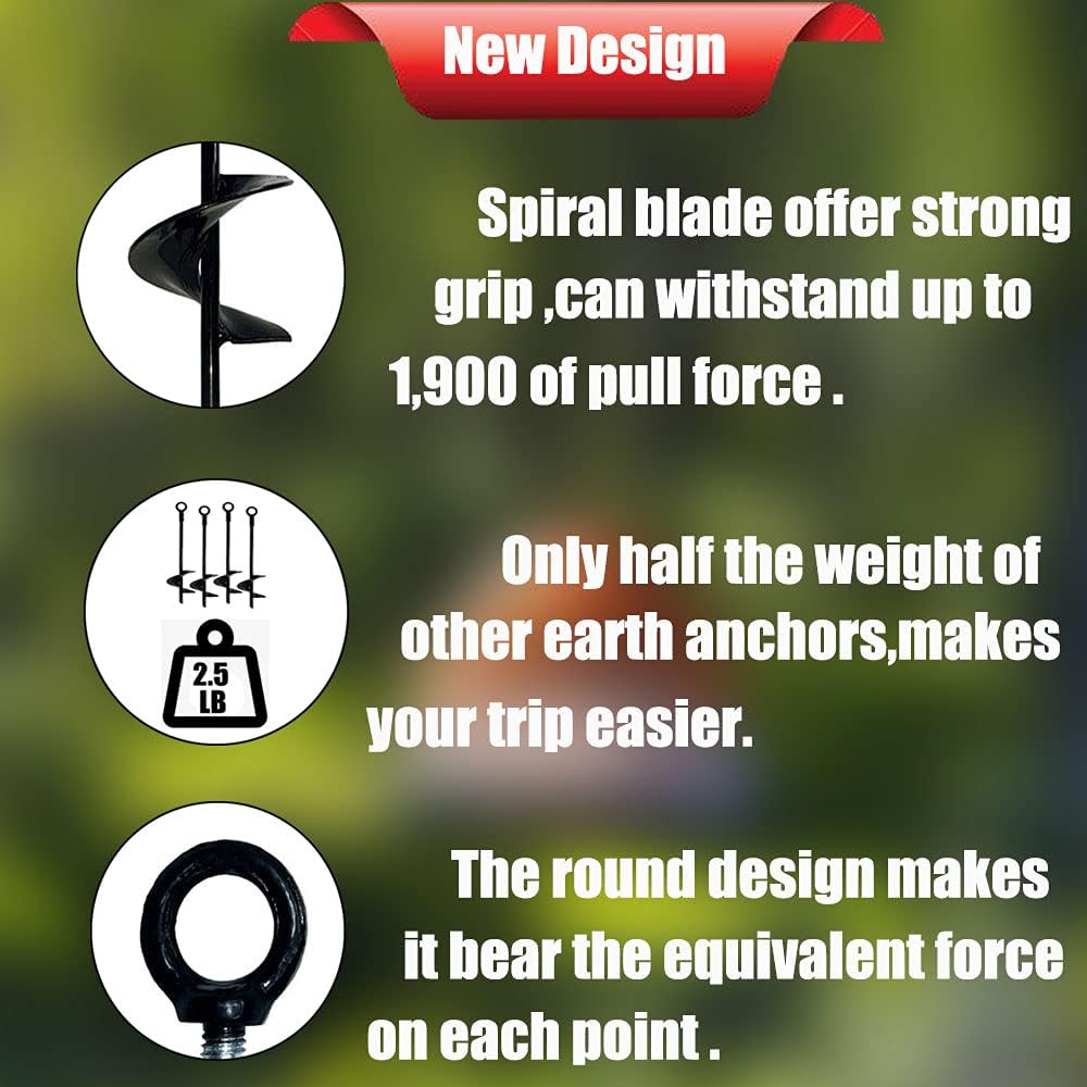 18" Ground Anchor Kit (4-Pack) – Heavy Duty Metal Stakes for Tents, Trampolines, and More