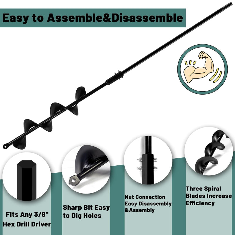 3x34 Garden Auger Drill Bit – For Bulbs & Plants, Fits 3/8" Hex Drive| Jayzod official