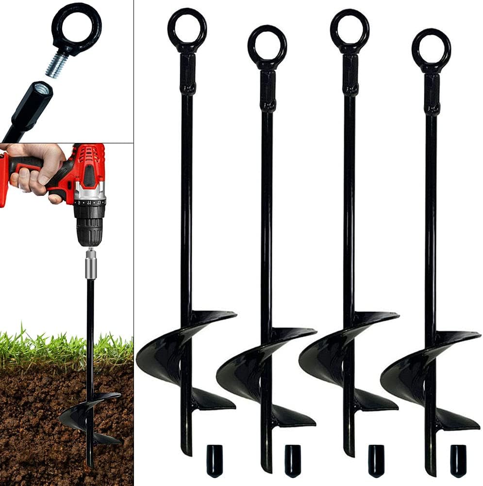 18" Ground Anchor Kit (4-Pack) – Heavy Duty Metal Stakes for Tents, Trampolines, and More