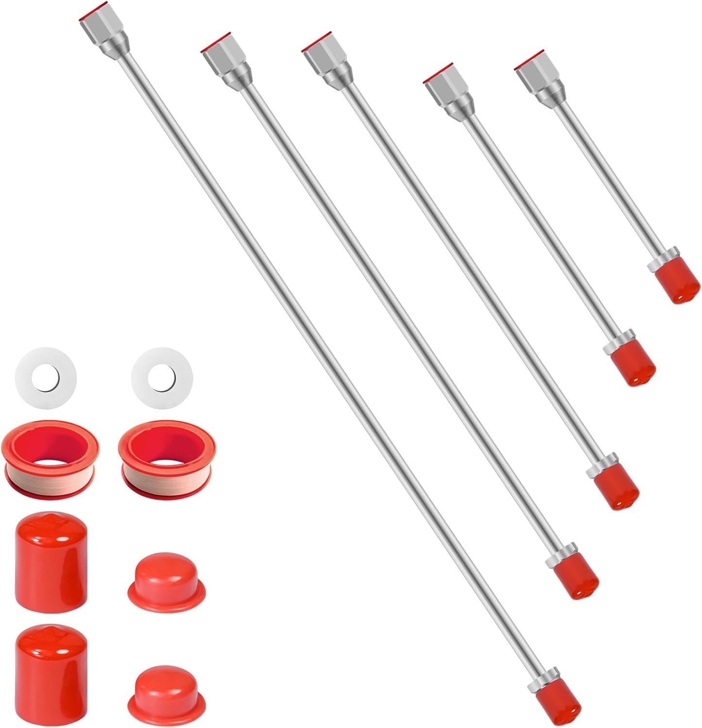 5-Pack Airless Paint Sprayer Tip Extension Pole (7.8in-38.77in) with Red Guard