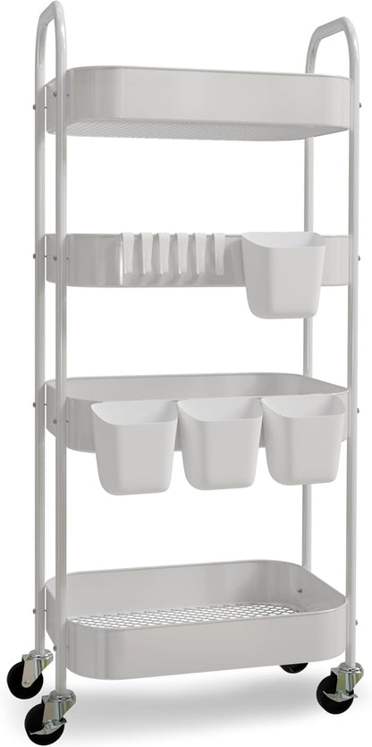 3/4-Tier Metal Rolling Cart with Wheels