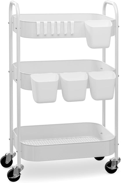 3/4-Tier Metal Rolling Cart with Wheels