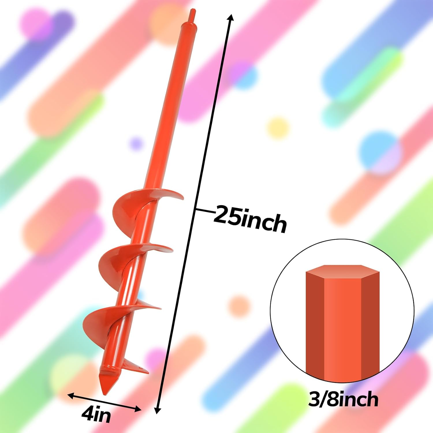4" x 25" Upgraded Garden Auger Drill Bit for Planting – Compatible with 3/8" Hex Drive Drill