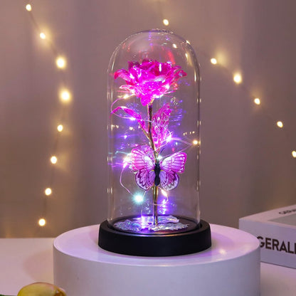 Eternal butterfly rose display stand with LED lights