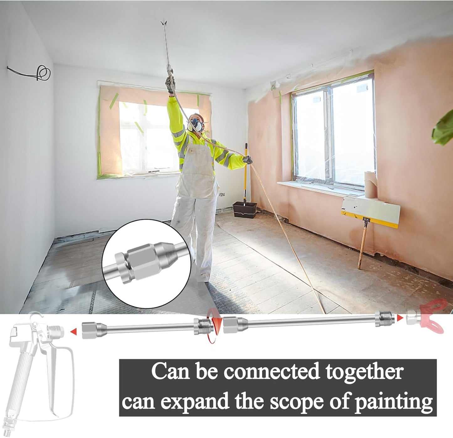 5-Pack Airless Paint Sprayer Tip Extension Pole (7.8in-38.77in) with Red Guard