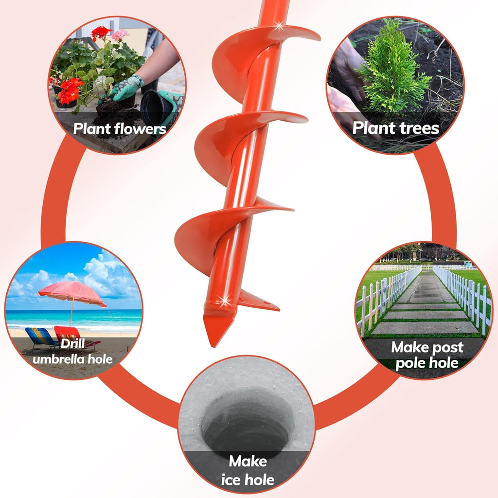 4" x 25" Upgraded Garden Auger Drill Bit for Planting – Compatible with 3/8" Hex Drive Drill