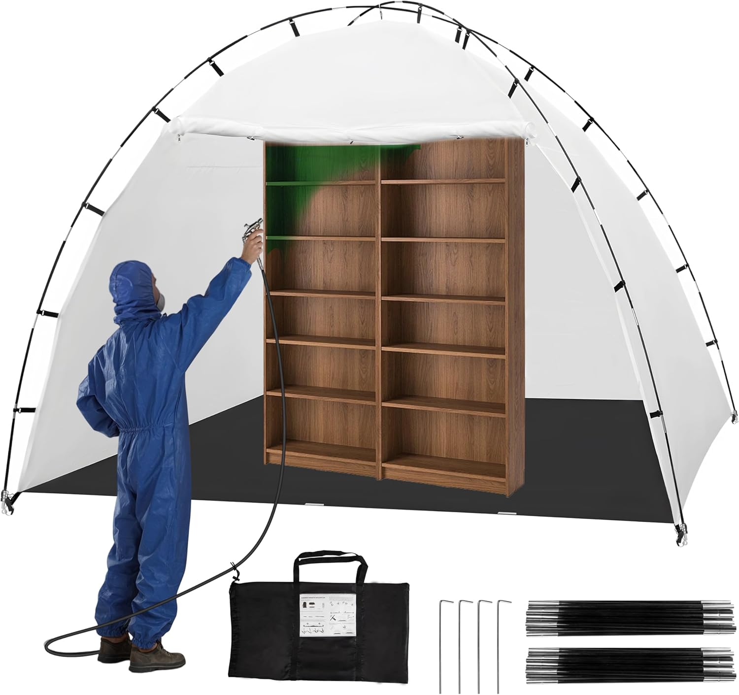 10x10x6.3FT Portable Paint Booth Tent with Waterproof Floor for DIY Spray Painting