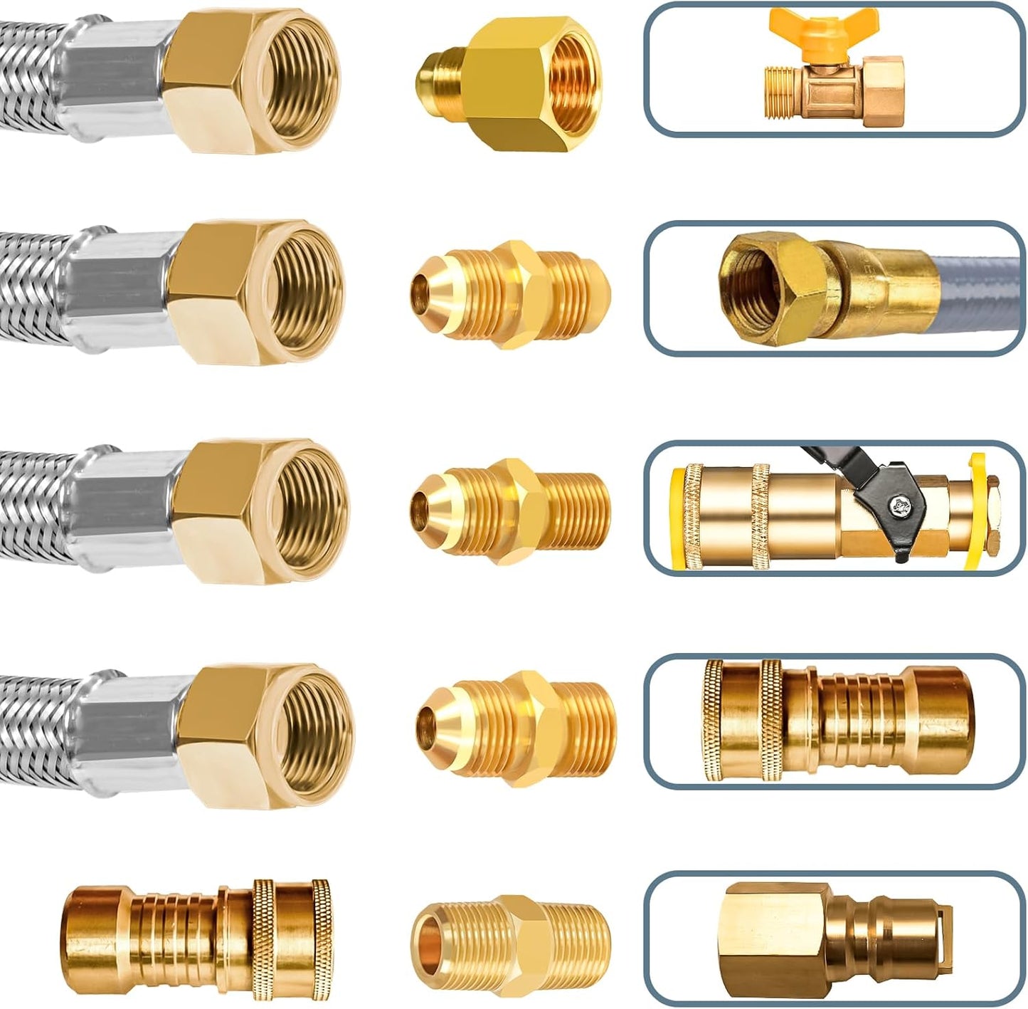 🏆🔥12FT Stainless High Pressure Braided Propane Hose Extension with Conversion Coupling