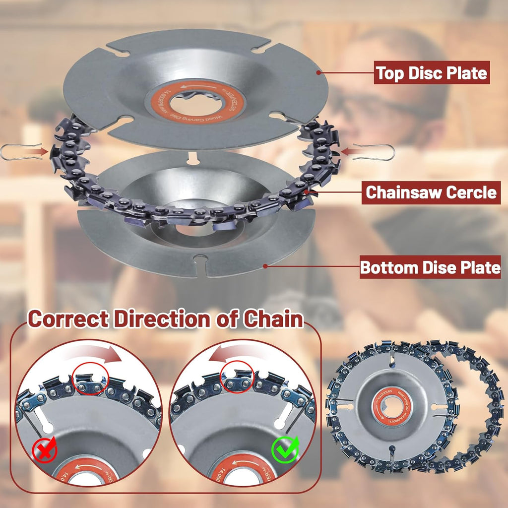 11PCS Wood Carving Disc Set for 4" or 4 1/2" Angle Grinder – Woodworking Attachment for Cutting, Carving, Polishing