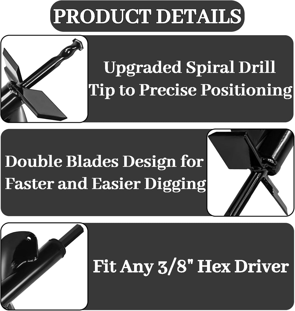 4×16″ Garden Auger Drill Bit – Upgraded Heavy-Duty Spiral Drill for Fast Planting & Post Hole Digging