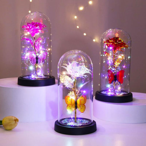 Eternal butterfly rose display stand with LED lights