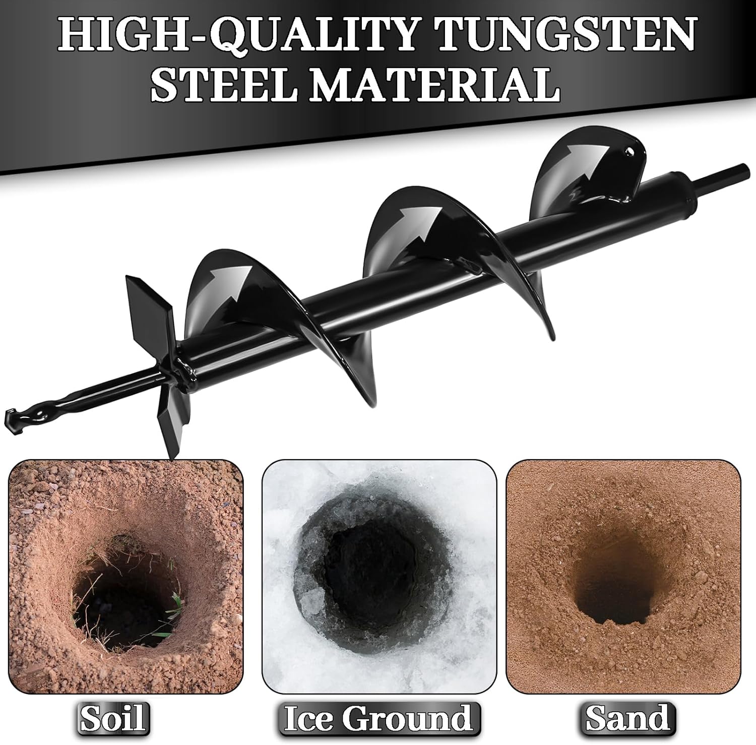 4×16″ Garden Auger Drill Bit – Upgraded Heavy-Duty Spiral Drill for Fast Planting & Post Hole Digging
