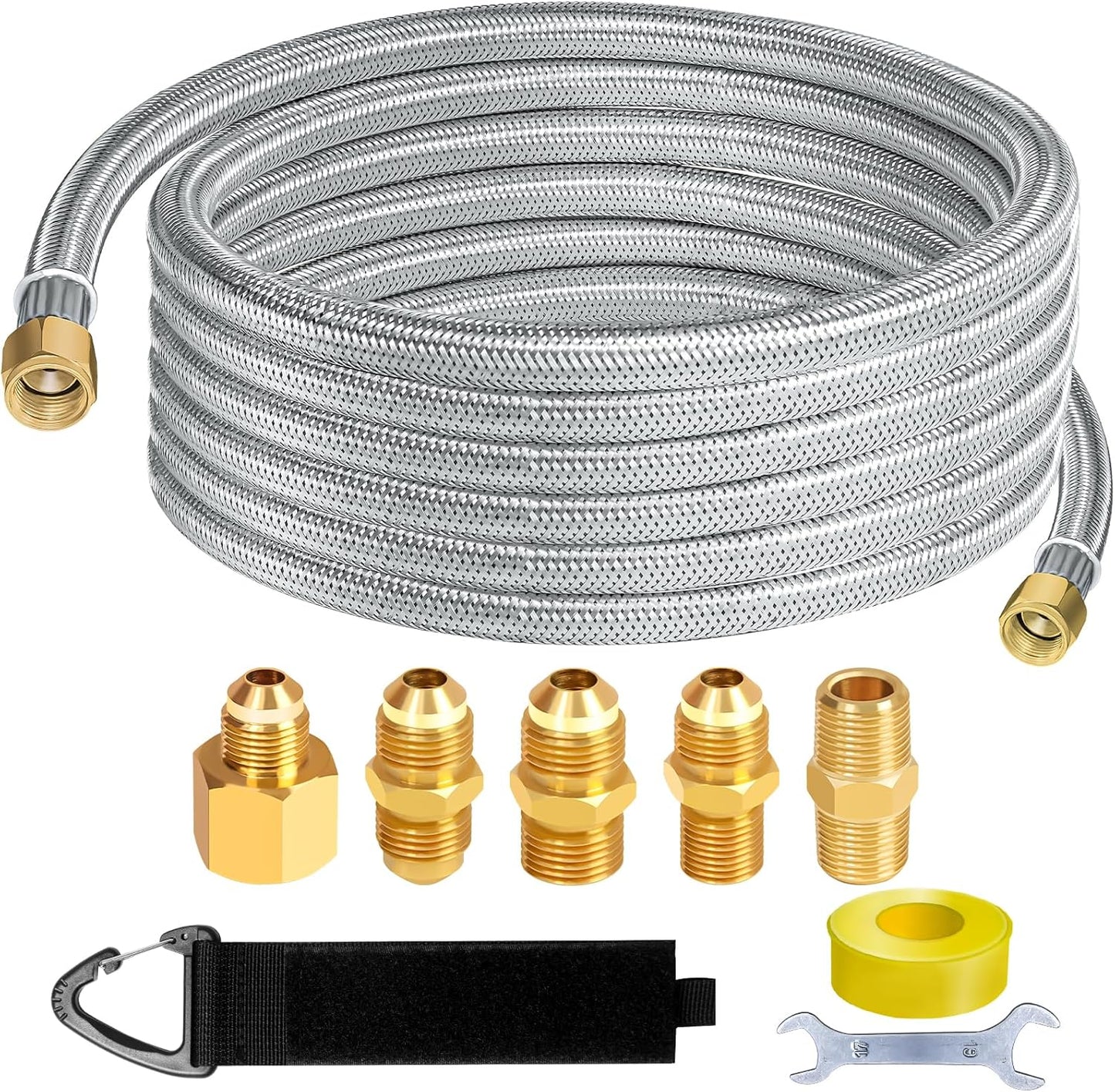 🏆🔥12FT Stainless High Pressure Braided Propane Hose Extension with Conversion Coupling