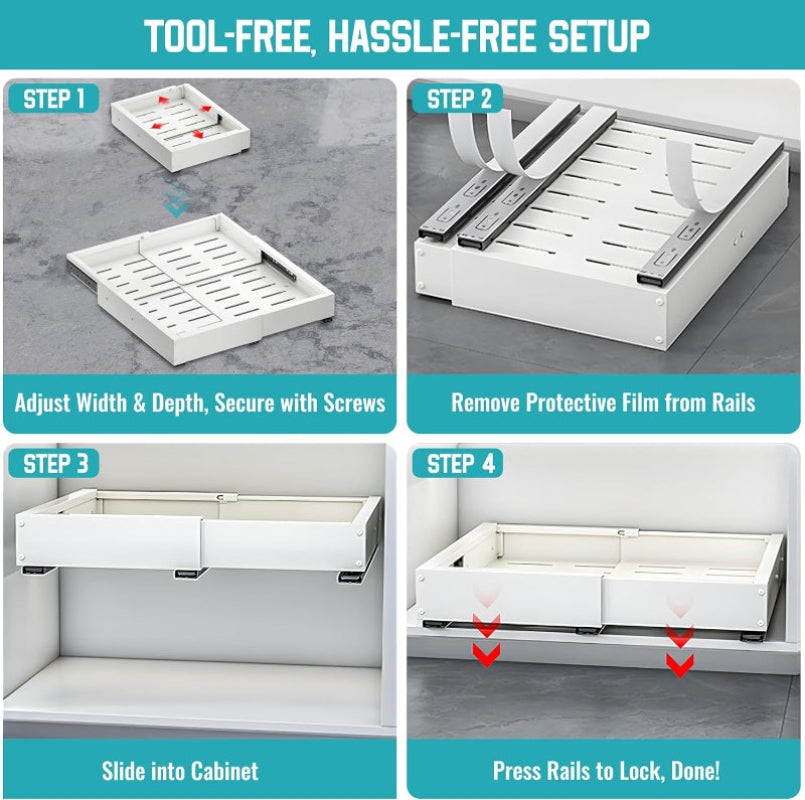 Pull Out Cabinet Organizer,White|Jayzod official