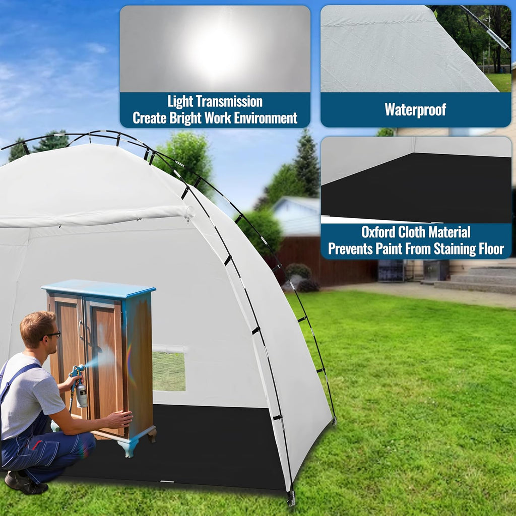 10x10x6.3FT Portable Paint Booth Tent with Waterproof Floor for DIY Spray Painting