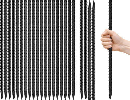 24-Pack 16" Rebar Stakes, 5/16" Steel Garden Anchors with Chisel Points for Landscaping and Fencing