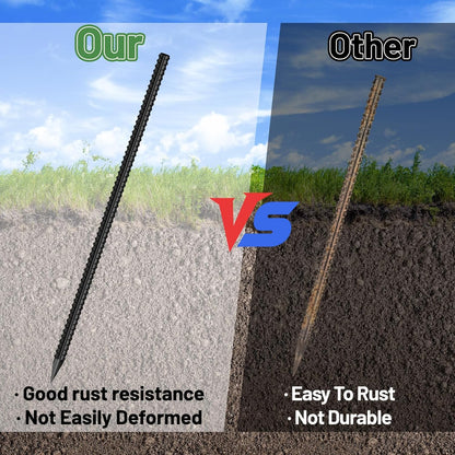 24-Pack 16" Rebar Stakes, 5/16" Steel Garden Anchors with Chisel Points for Landscaping and Fencing