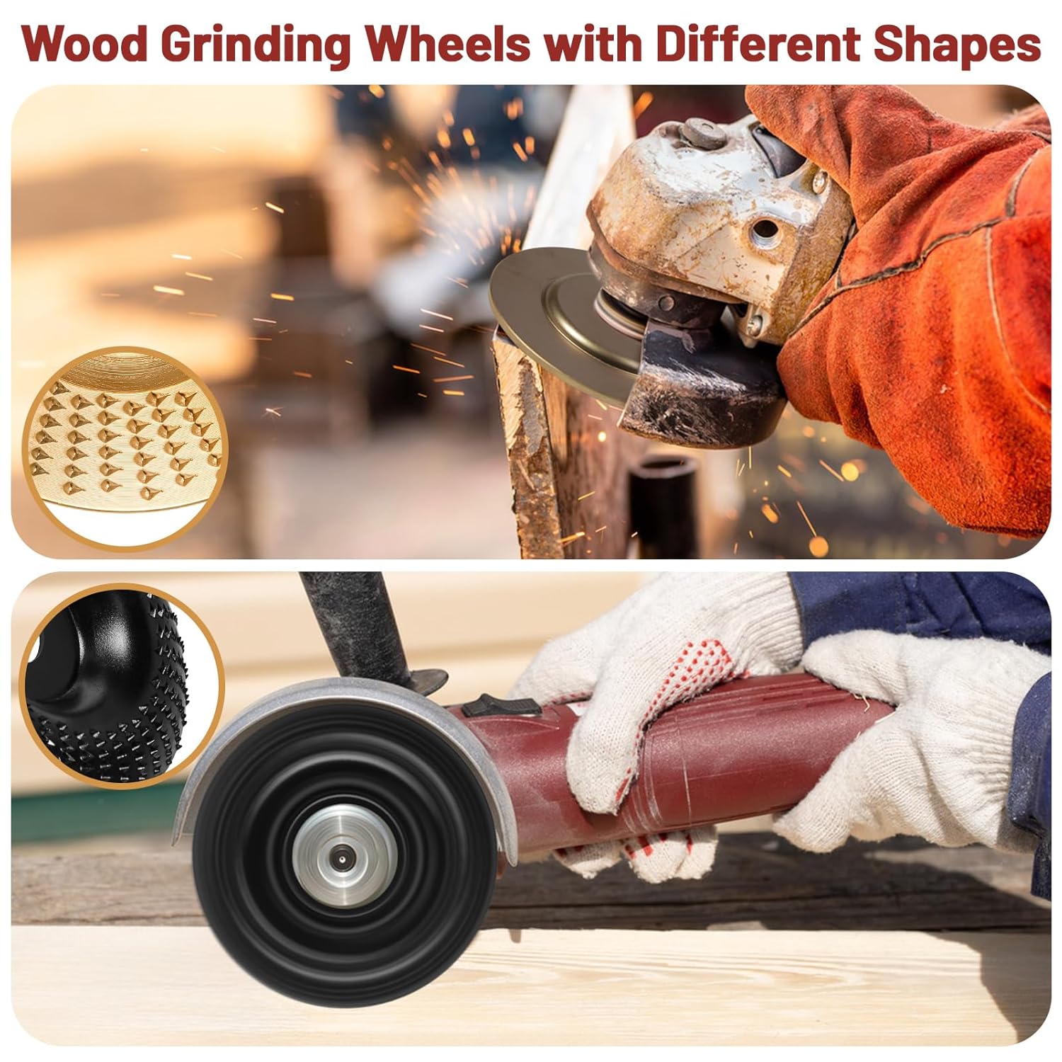 11PCS Wood Carving Disc Set for 4" or 4 1/2" Angle Grinder – Woodworking Attachment for Cutting, Carving, Polishing