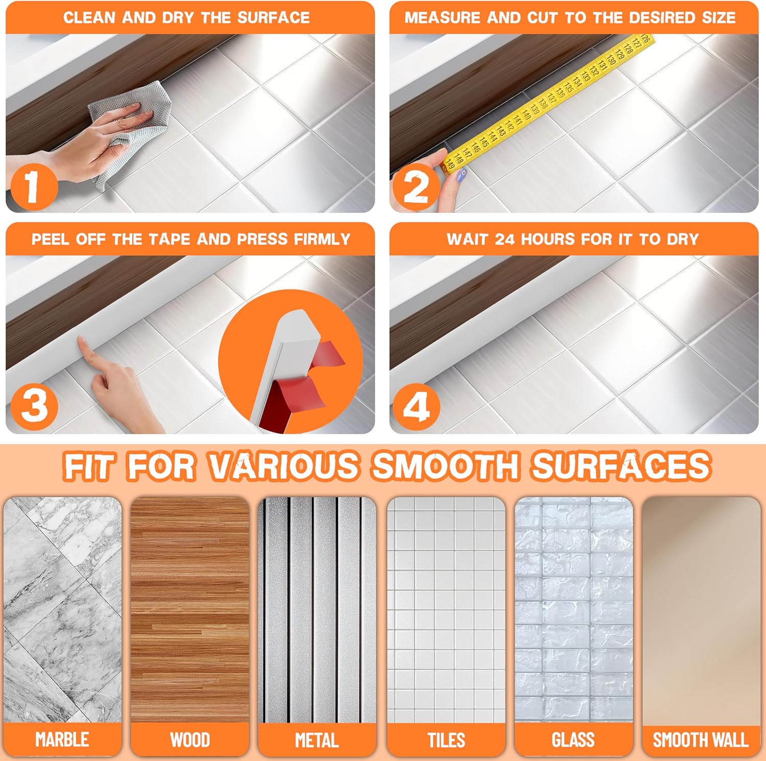 10ft 3/4" White Flexible Rubber Trim – Self-Adhesive Quarter Round Molding