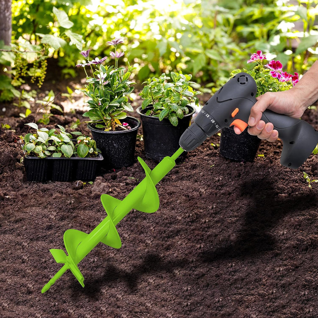 4" x 16" Heavy Duty Garden Auger Drill Bit – Double Blade for Planting, 3/8" Hex Drive