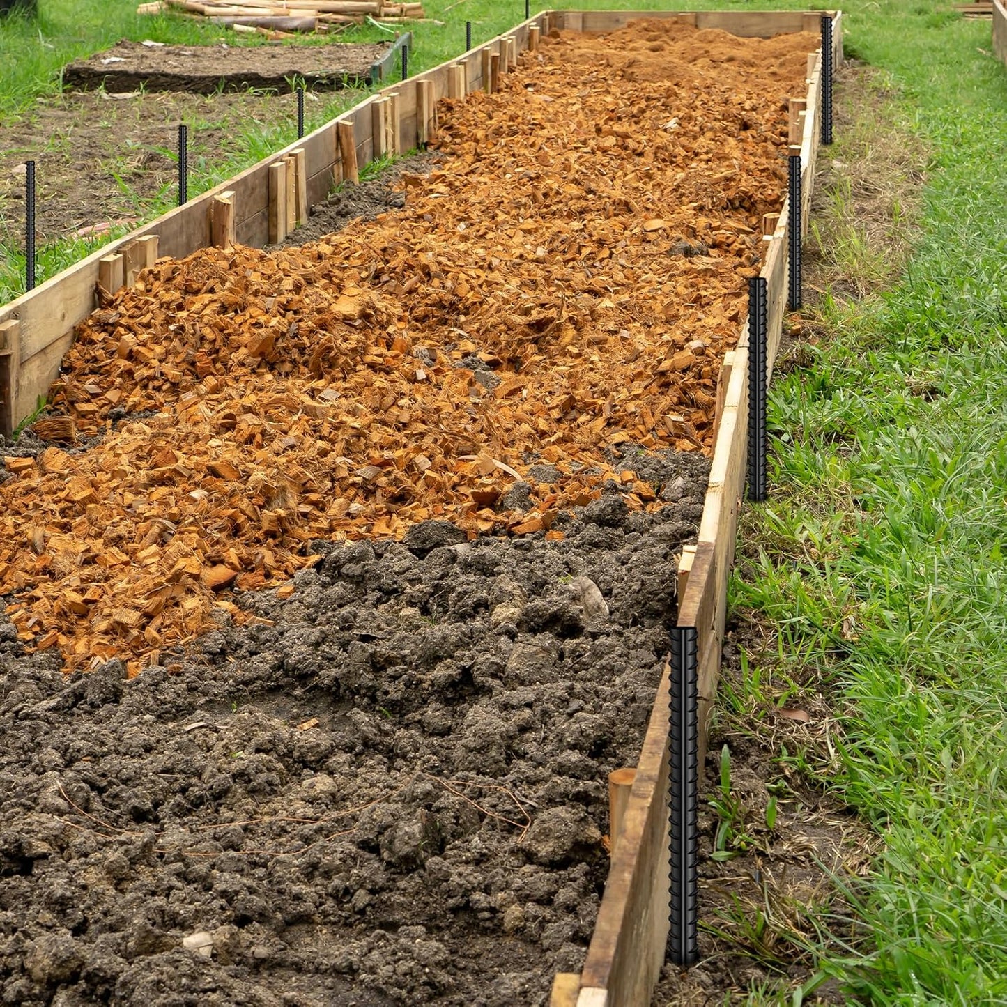 24-Pack 16" Rebar Stakes, 5/16" Steel Garden Anchors with Chisel Points for Landscaping and Fencing