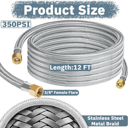 🏆🔥12FT Stainless High Pressure Braided Propane Hose Extension with Conversion Coupling