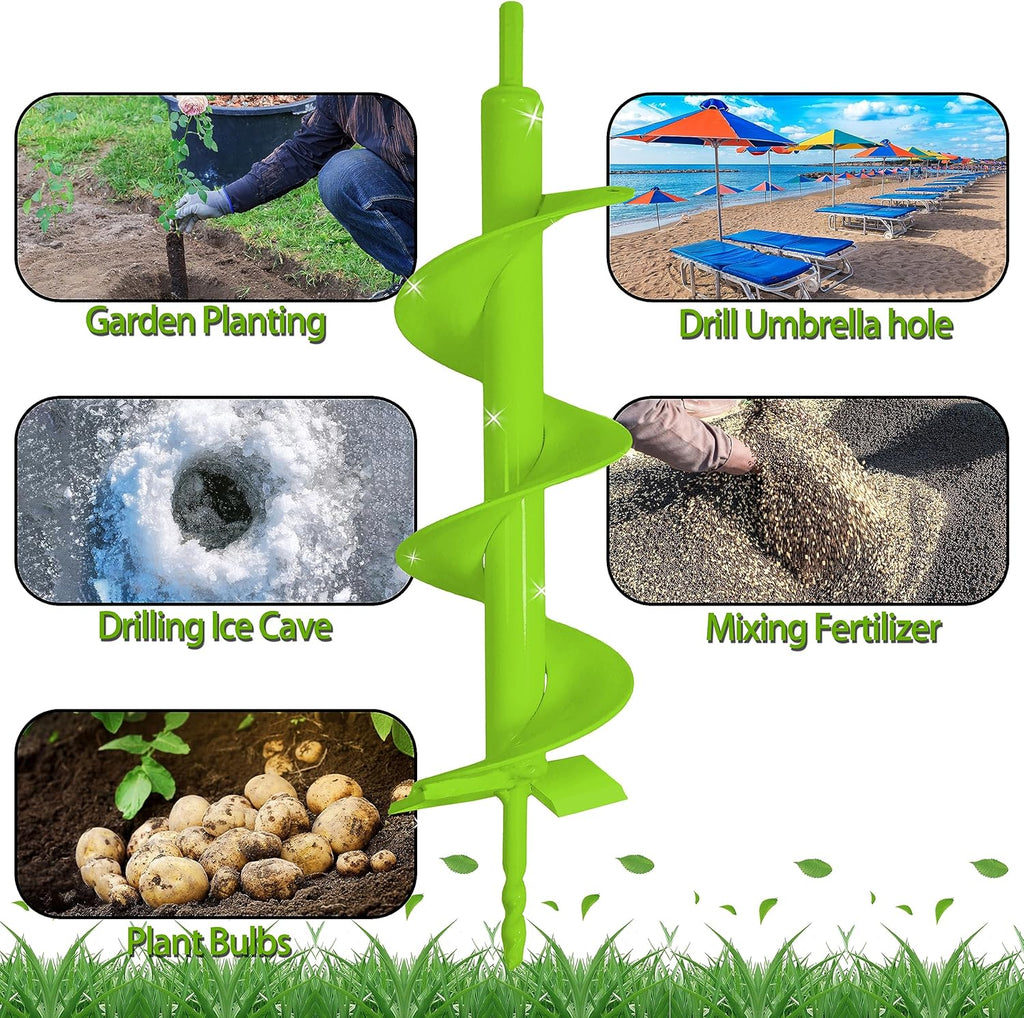 4" x 16" Heavy Duty Garden Auger Drill Bit – Double Blade for Planting, 3/8" Hex Drive