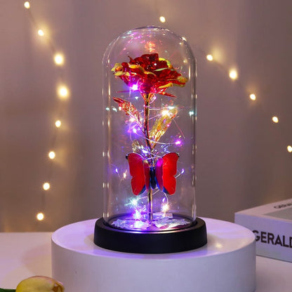Eternal butterfly rose display stand with LED lights